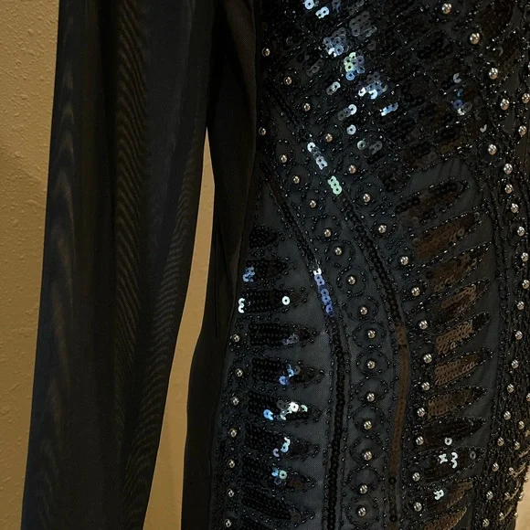 Frank Lyman black gunmetal beaded knit top Size Large - Picture 4 of 9